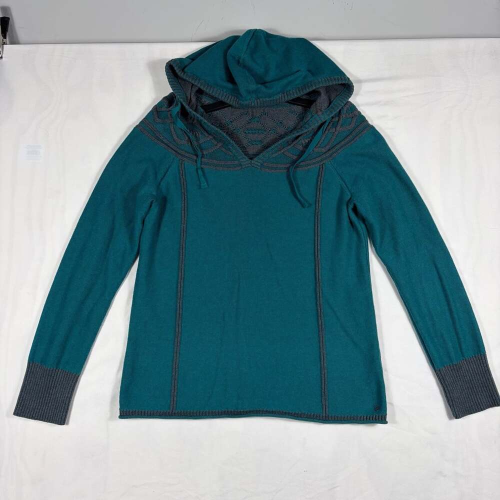 Eddie Bauer Hoodie Sweater Size L Teal Cotton Nylon Knit